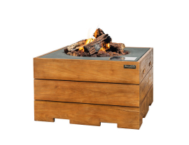 Feuertisch aus Teak-Holz,quadratisch - MANIA - HAPPY COCOONING