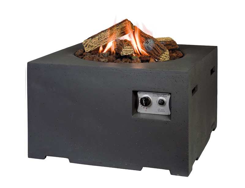 Feuertisch quadratisch, schwarz