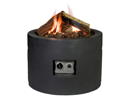 Runder Feuertisch in Betonoptik, schwarz
