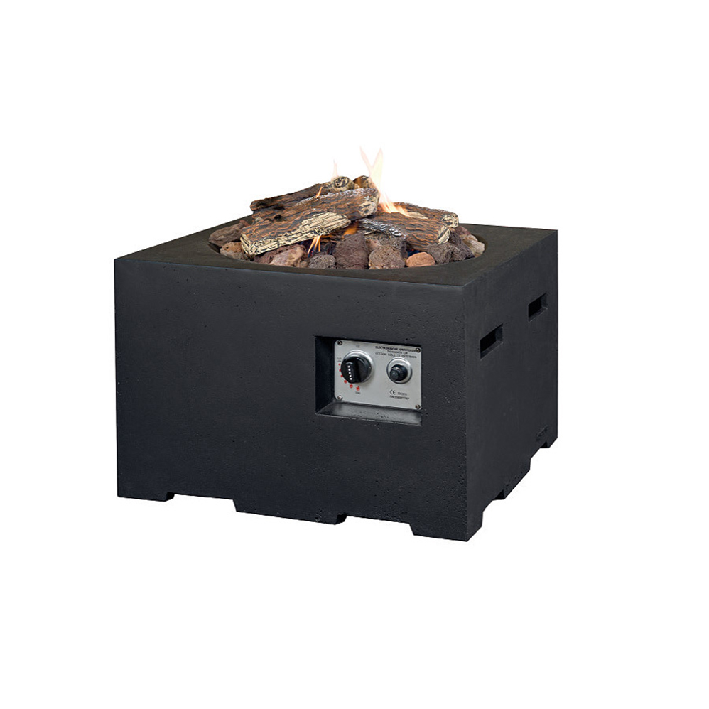 Quadratischer Feuertisch in Betonoptik
