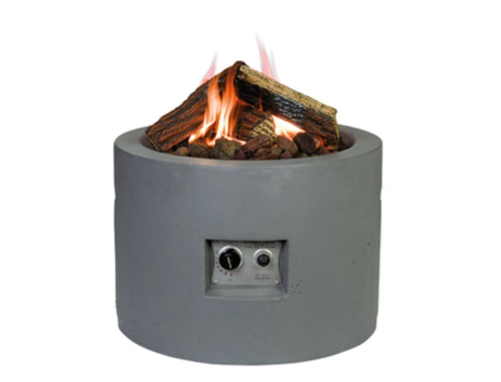 Runder Feuertisch in Betonoptik, grau