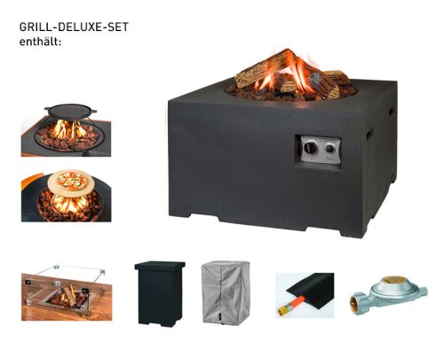 Feuertisch Grill Deluxe Set, quadratisch