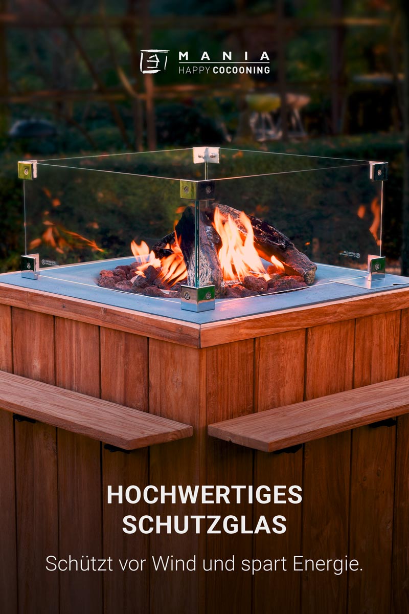 Das hochwertige Schutzglas sch&uuml;tzt vor Wind und spart Energie