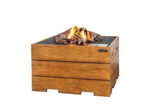 Teak Feuertisch quadratisch