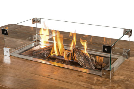 Glasschirm für Einbaubrenner, rechteckig