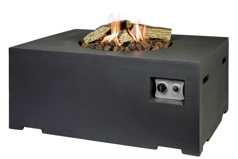 Feuertisch rechteckig, schwarz