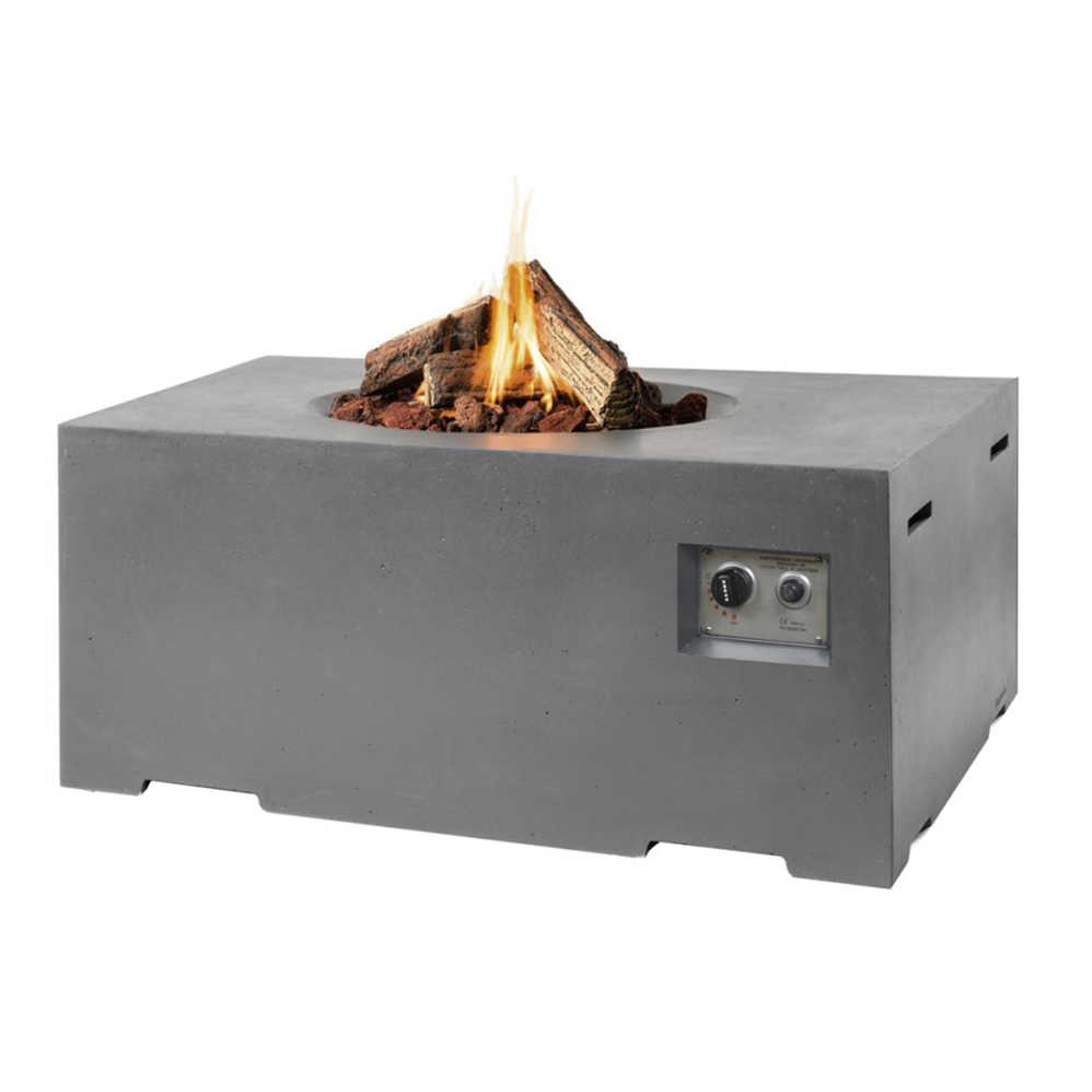 Beton-Feuertisch rechteckig, grau