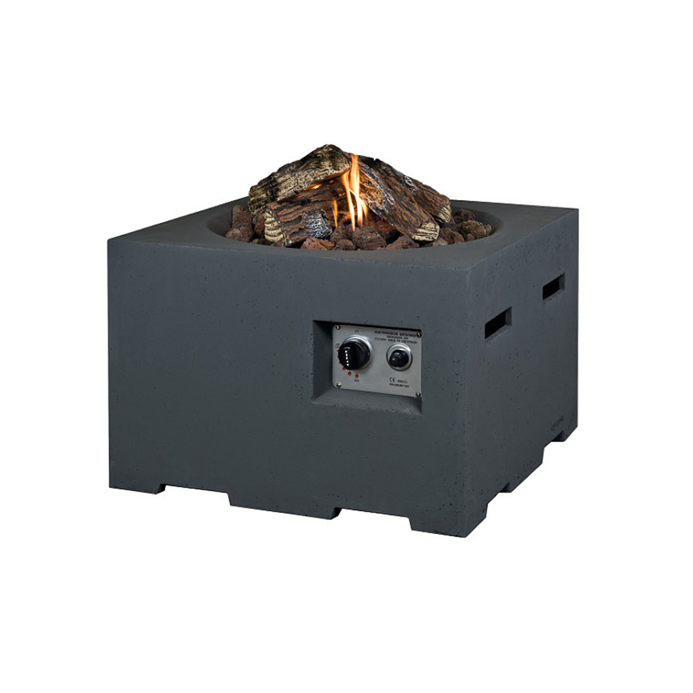 Quadratischer Feuertisch in Betonoptik